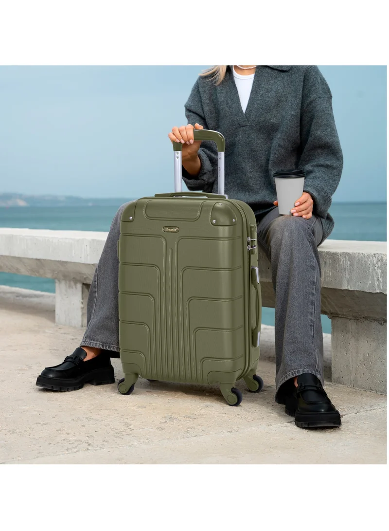 SENATOR Hard Case Travel Bag Cabin Luggage Trolley ABS Lightweight Suitcase with 4 Spinner Wheels A1012 Olive Green